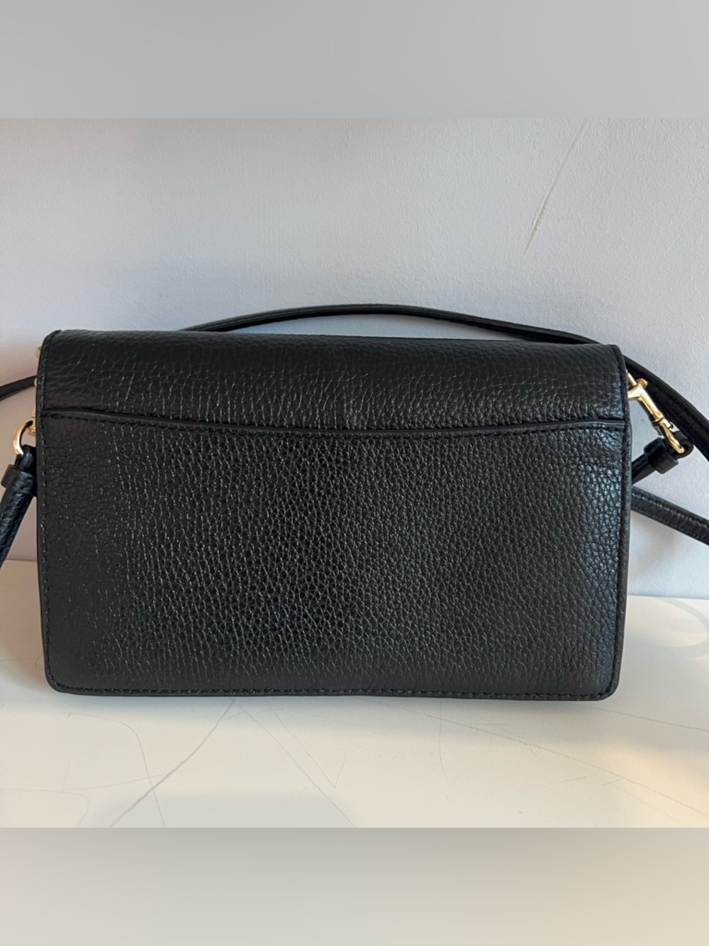 Coach Fold Over Crossbody Clutch Black Pebbled Leather Gold Hardware - Picture 6 of 8